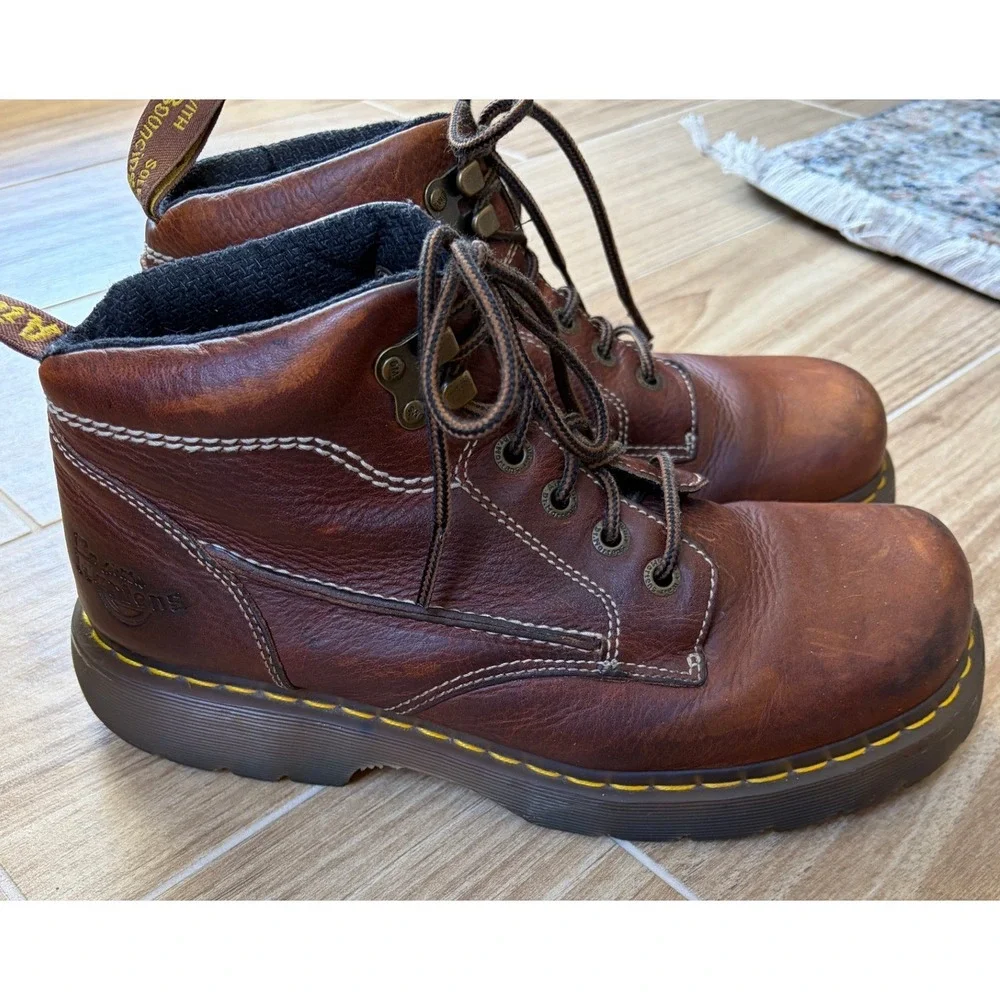 Vintage Y2K Dr Martens Mens Brown Boots 12 Grunge Indie Alt Chunky Whimsigoth